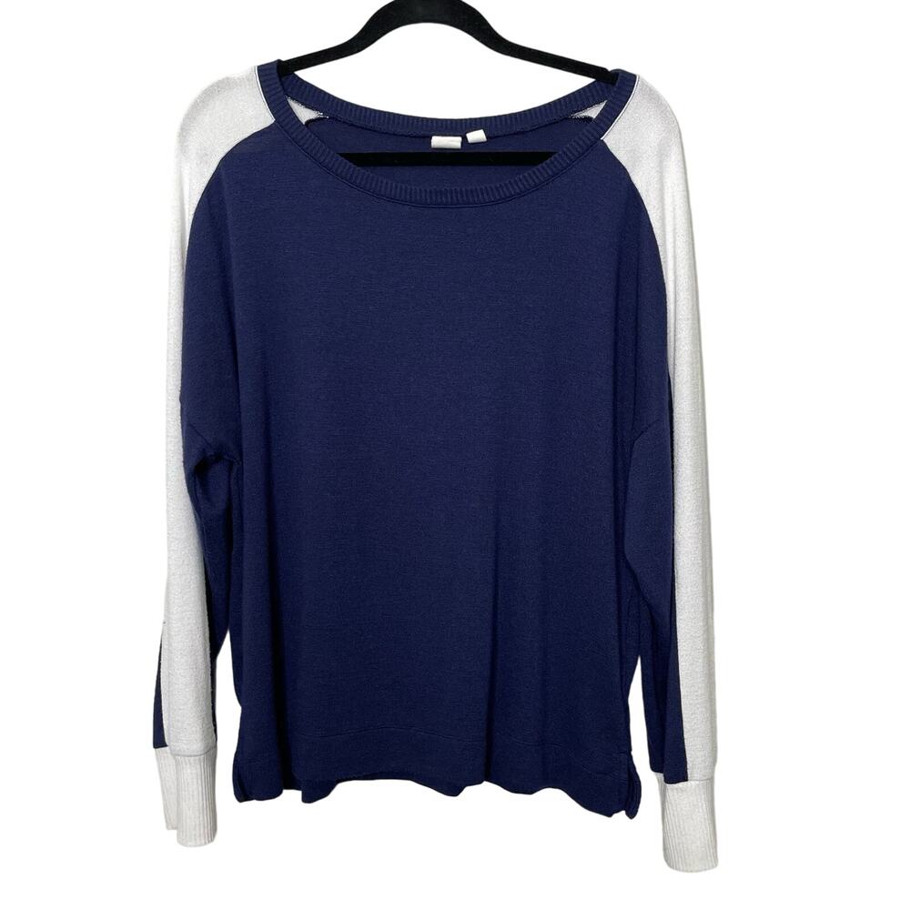 Gap Sweater Round‎ Neck Sweater Color Block Striped Detail 90s Y2K Vibes Blue L
